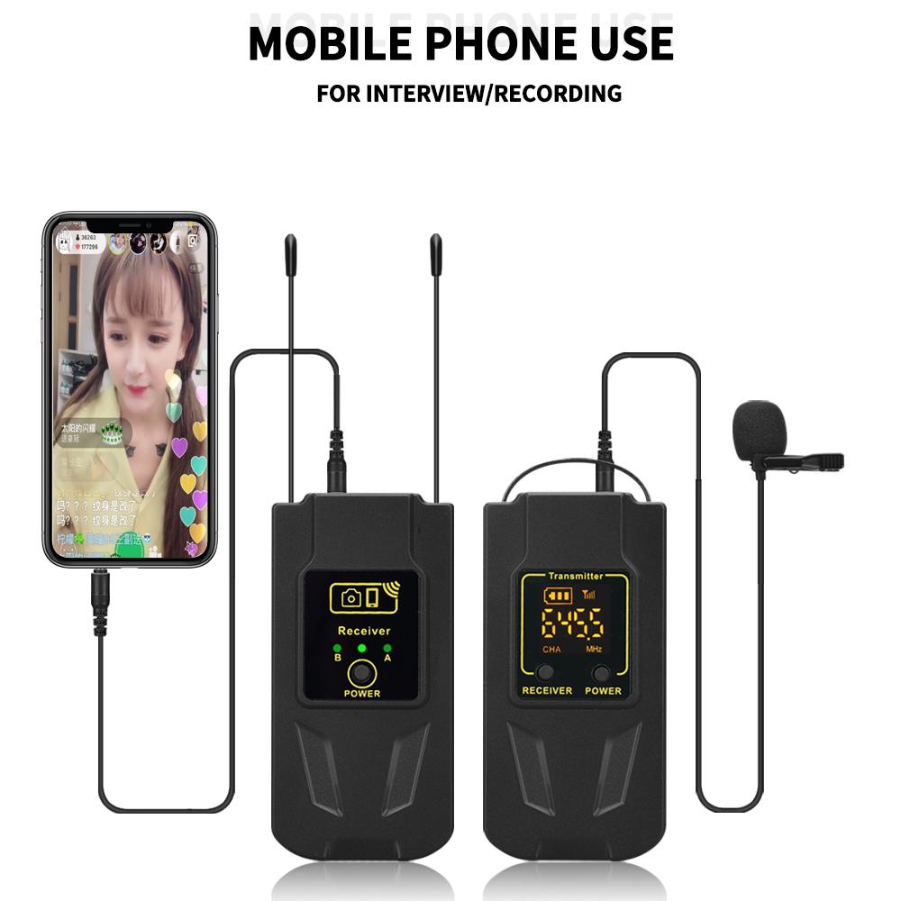 Micro Lavalier không dây UHF để quay video Ghi âm cuộc phỏng vấn trực tiếp Micro Lavalier cho điện thoại và máy ảnh, WM10 Màu: AB