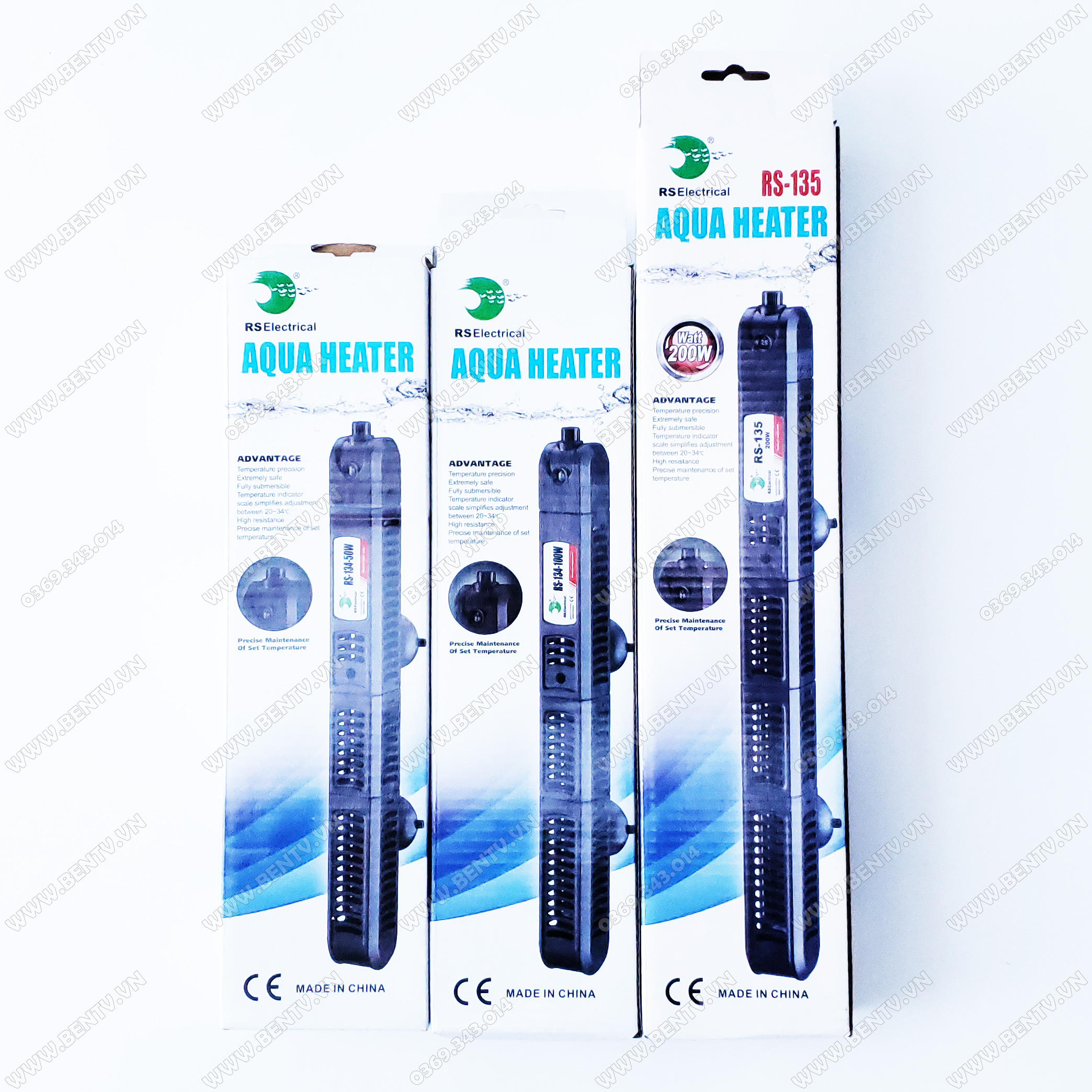 Máy Sưởi Bể Cá RS 50W 100W 200W 300W 500W - Có Vỏ Bọc Chống Bỏng Cá