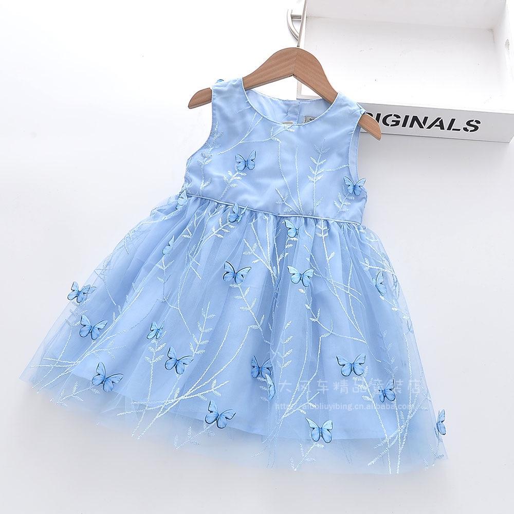 Váy công chúa bé gái 2-8 tuổi sát nách thêu 3D, Đầm dự tiệc cho bé cao cấp điệu đà đáng yêu