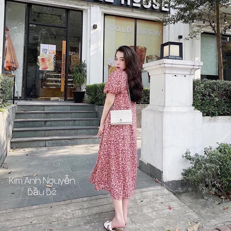 Váy Hoa Nhí Dáng Xuông Tay Phồng, Đầm Hoa Đỏ Dáng Dài Siêu Xinh Có Ảnh Thật Kèm Video