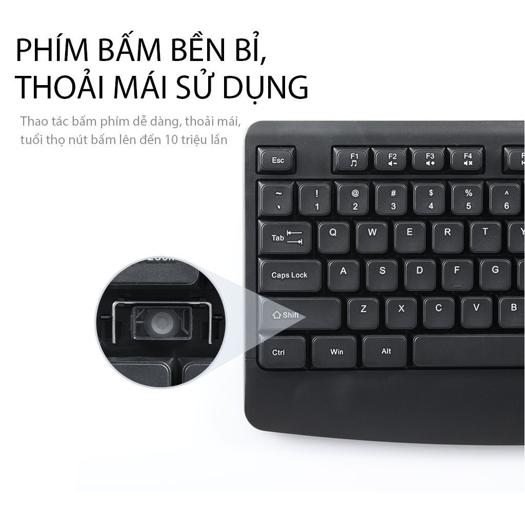 Bộ Bàn Phím &amp; Chuột Có Dây ROBOT KM2500 - Độ Phân Giải 1200DPI - Thiết Kế Chống Nước - Hàng Chính Hãng