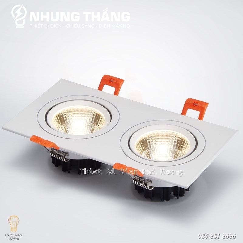 Đèn Âm Trần Đôi - Công Suất 7W x 2 - Khoét Lỗ 95 x 205mm - Ánh Sáng Trắng - Có Video