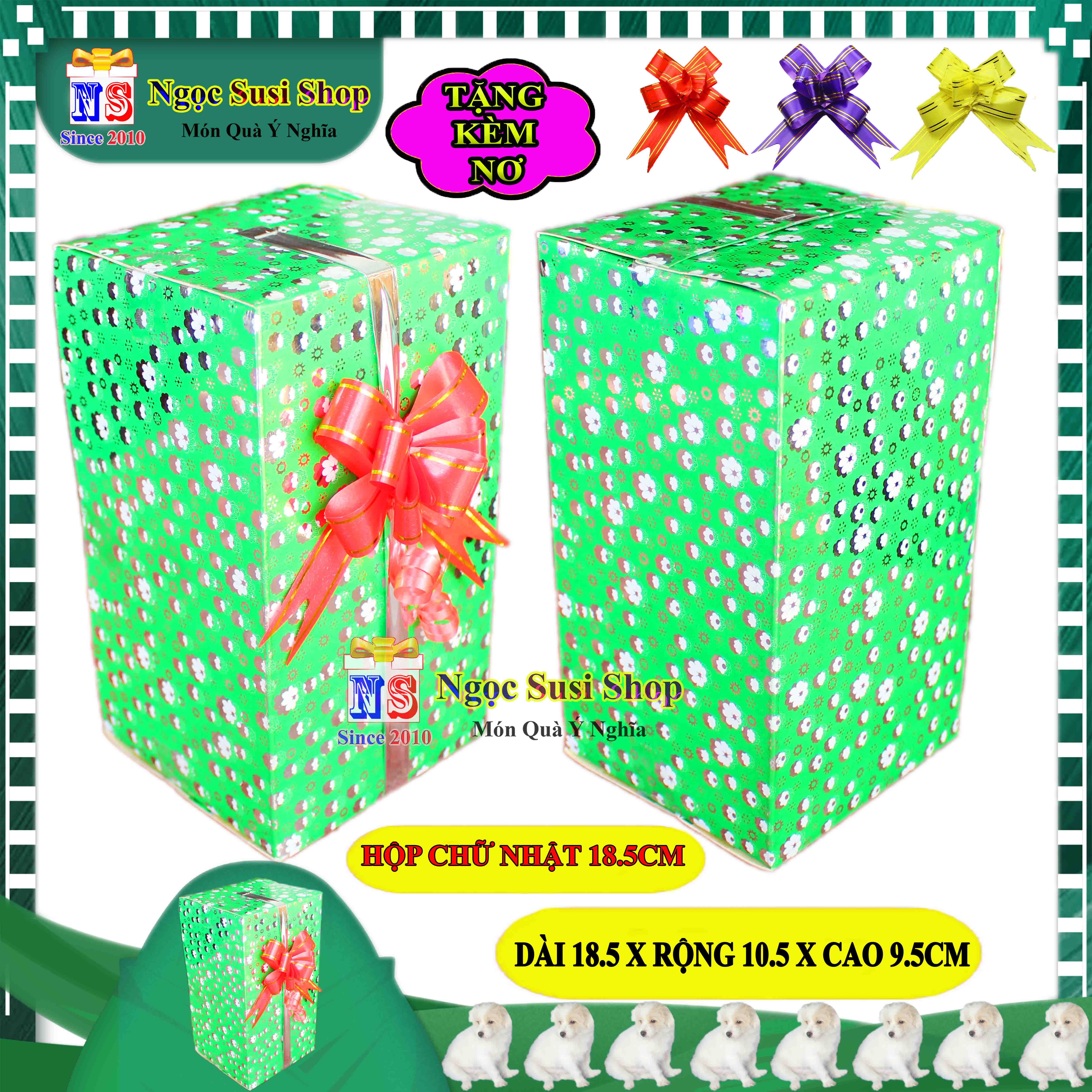 HỘP QUÀ CHỮ NHẬT SIZE NHỎ 18.5CM NHIỀU MÀU RẤT XINH + TẶNG KÈM NƠ 1.8CM - HỘP QUÀ TẶNG GIẤY KIẾNG SIÊU ĐẸP