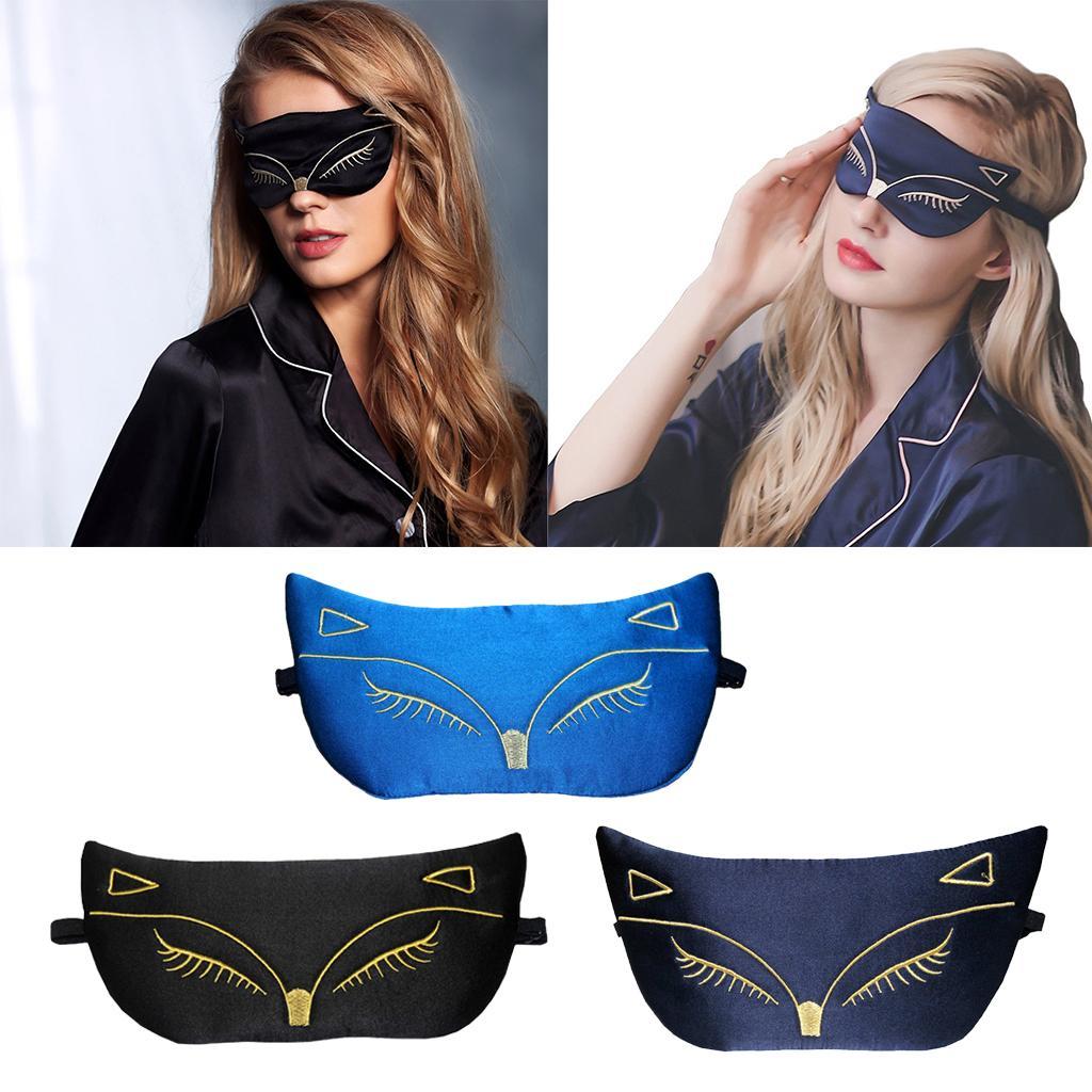 2-4pack Pure Mulberry Silk Sleep Eye Mask Shade Double-Side Black