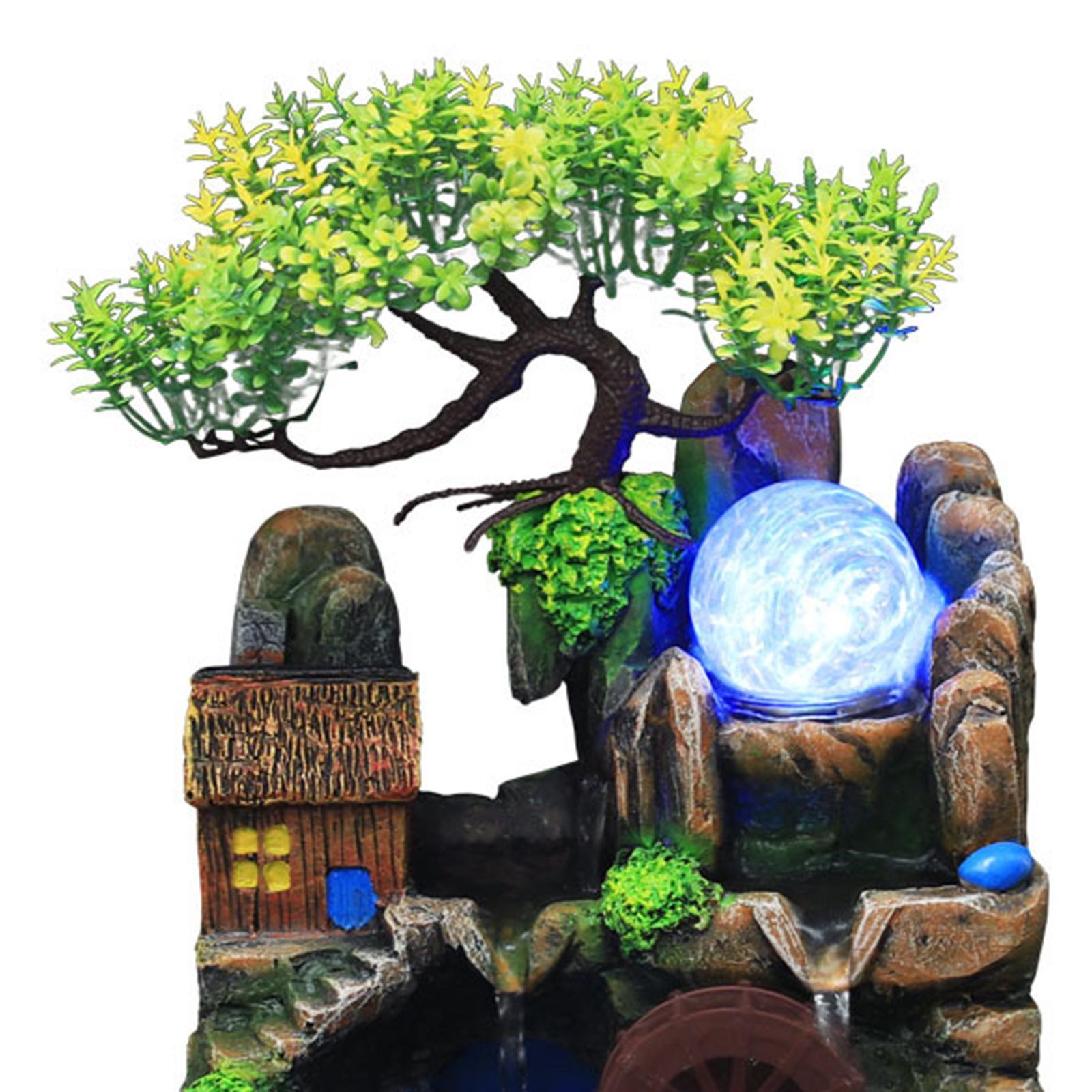 Creative Waterfall Fountain Rockery LED Lights Indoor Meditation
