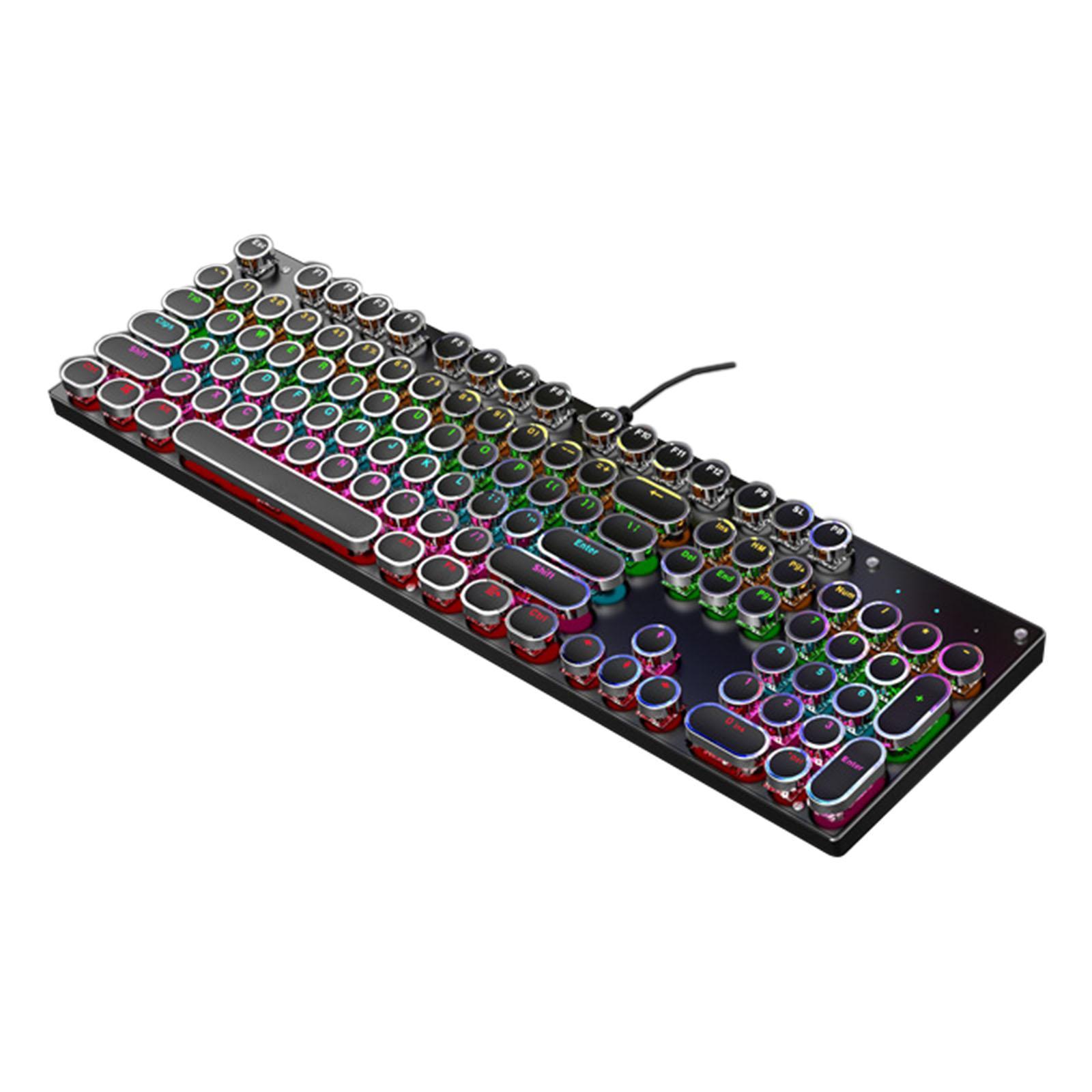 Retro Punk 104 Keys Gaming Keyboard Blue Switch Mechanical Shaft Gaming Keypad for Office Home Game PC