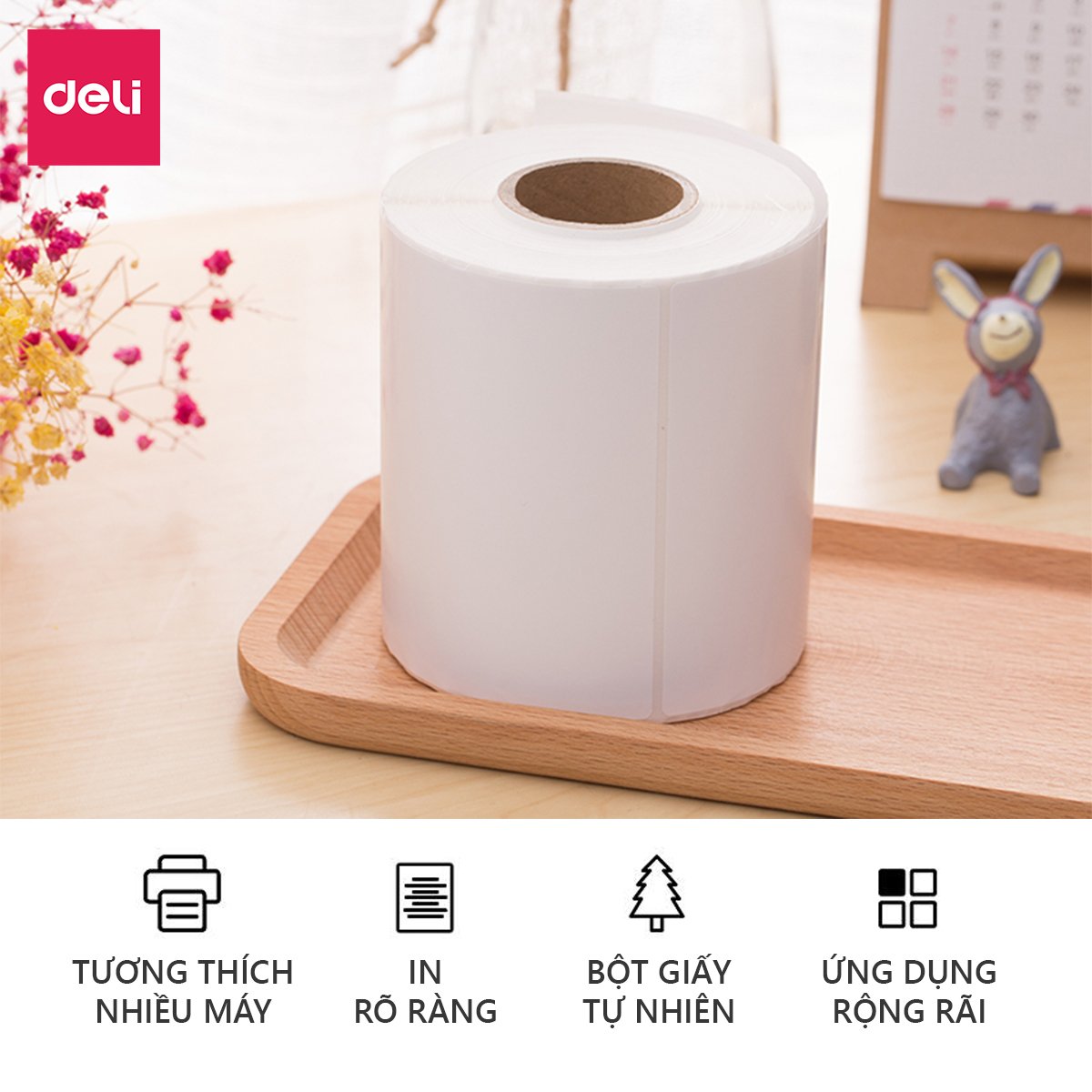 Giấy Decal Nhiệt In Nhãn, Minicode, Đơn Hàng TMĐT Deli -  Cuộn 325 Tờ 10x15cm - Dùng Cho Bill, Mã Vạch, Hóa Đơn, Livestream, Kinh Doanh Online - Không Phai Mực - Hàng Chính Hãng - 12308