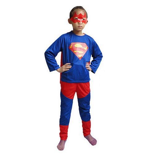 Bộ quần áo dài tay kèm mặt nạ siêu nhân Superman  hóa trang halloween
