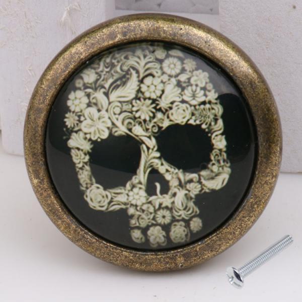 4x Skull Pattern Pull Knobs Furniture Kitchen Cabinet Drawer Pull Handle