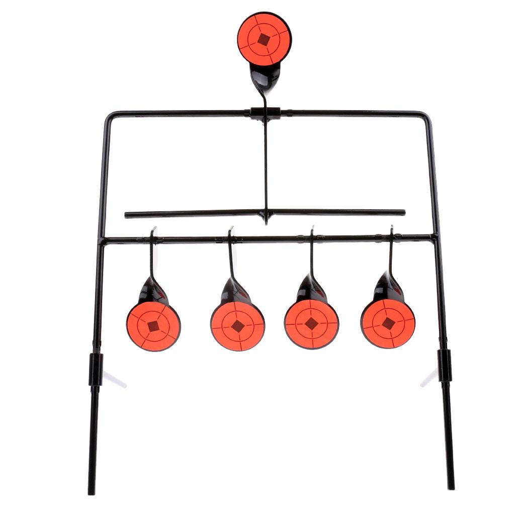 5 Targets Self Resetting Spinning Shooting Target Metal Target Stand Set