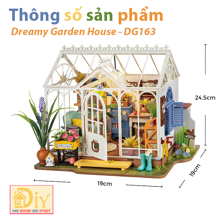 [Bản Tiếng Anh] Robotime Rolife Mô hình nhà búp bê tự lắp ghép gỗ DIY Miniature House Kit   | Dreamy Garden House DG163 Quà tặng giáng sinh trang trí sáng tạo