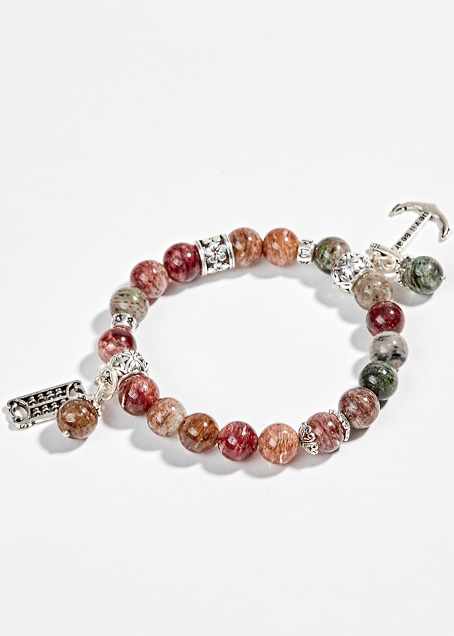 Vòng Đá Thạch Anh Ưu Linh Đa Sắc Phối Charm Bạc  Ngọc Quý Gemstones