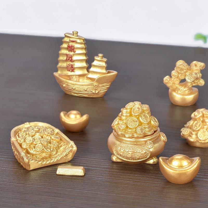 Phụ kiện tiền vàng mini trang trí nhà cửa tết, bàn làm việc