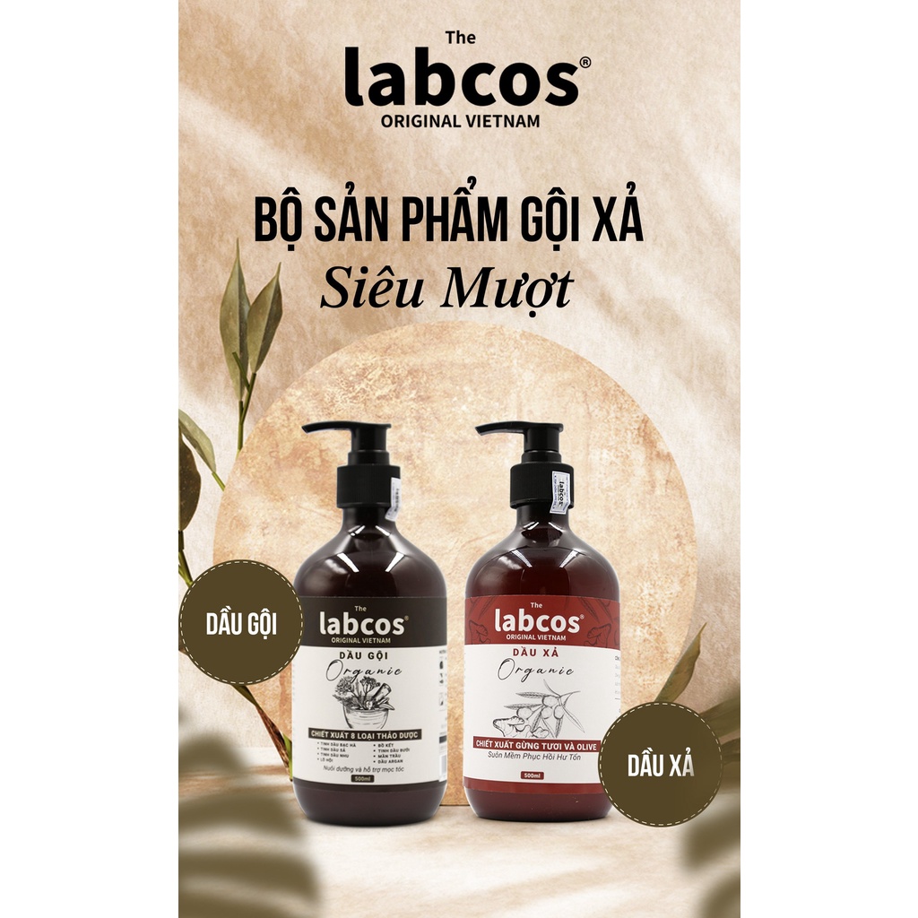 Combo Gội Xả Organic The Labcos Original Chiết Xuất Thiên Nhiên 8 Loại Thảo Mộc Nuôi Dưỡng Da Đầu Và Mái Tóc