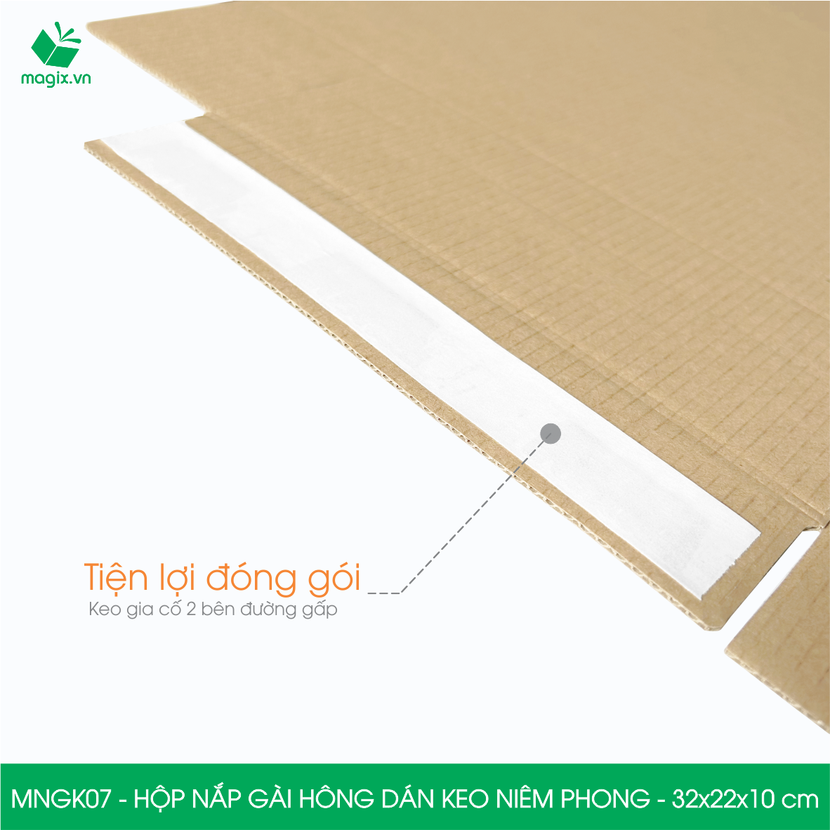 MNGK07 - 32x22x10cm - COMBO 100 HỘP CARTON NẮP GÀI HÔNG CÓ KEO NIÊM PHONG - THÙNG HỘP CARTON ĐÓNG HÀNG