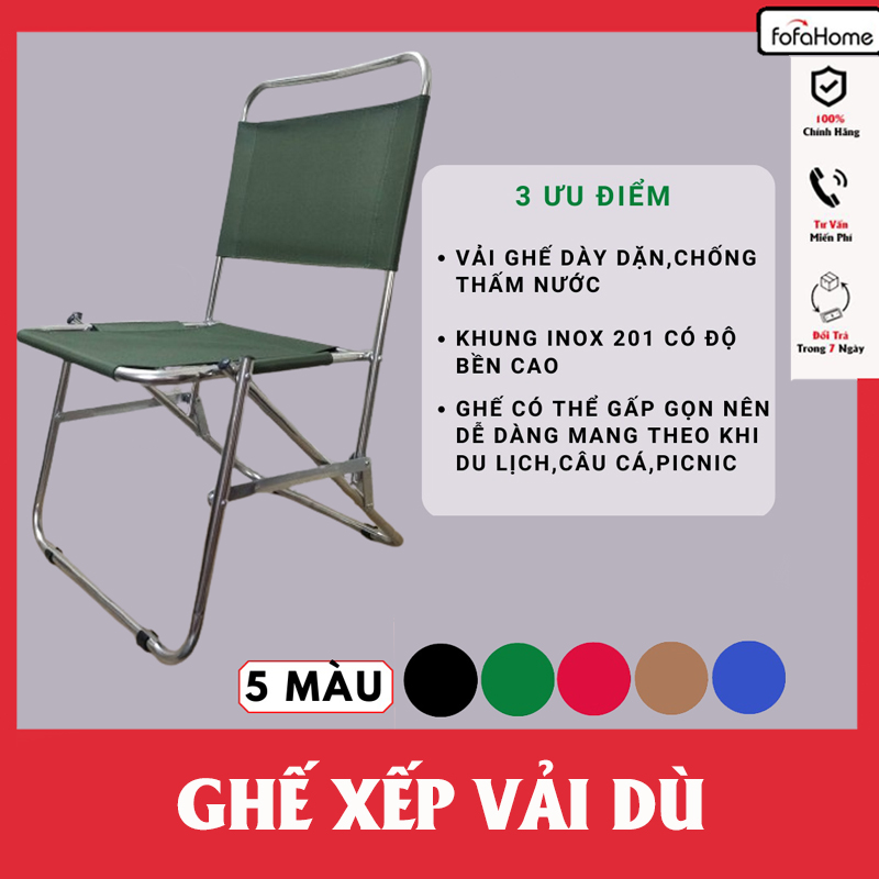 Ghế Câu Cá Mini Địa Hình Vải Dù Khung Inox Gấp Gọn Để Du Lịch Dã Ngoại Cắm Trại Camping Ngoài Trời, Cafe Trà Chanh