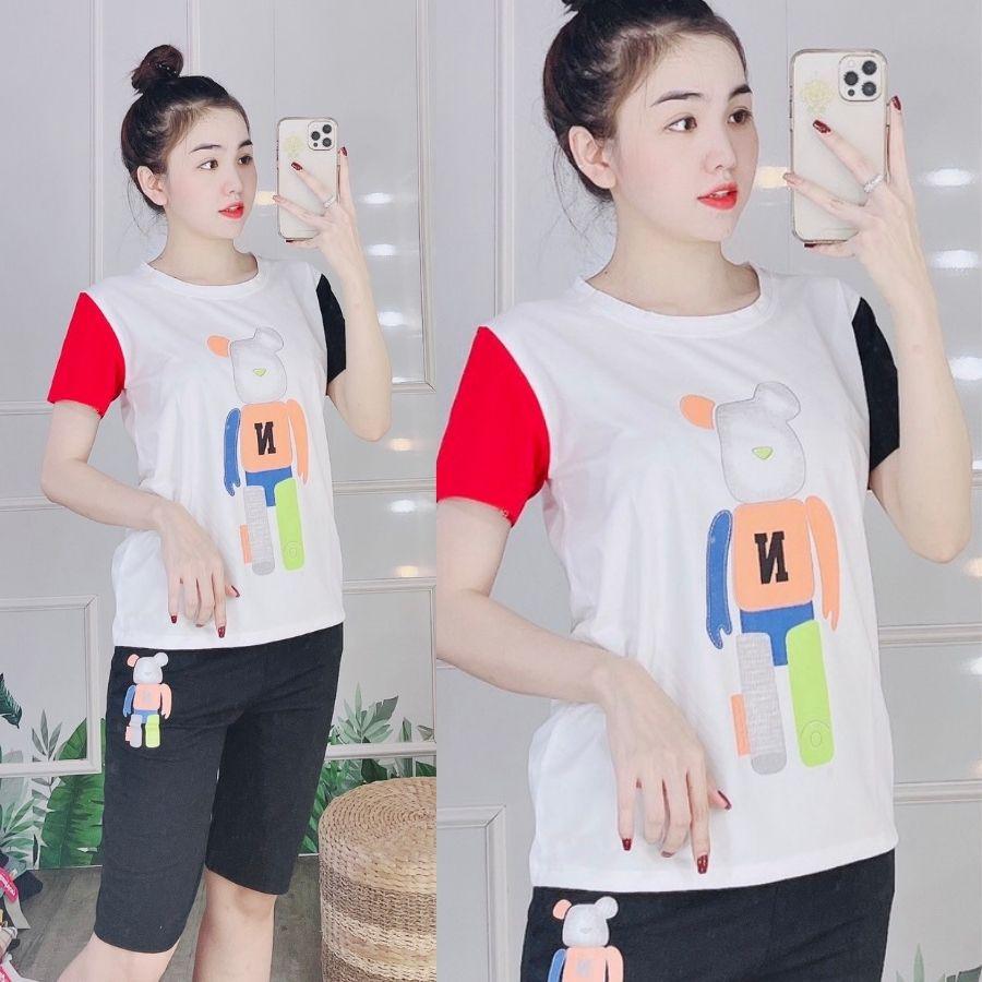 Đồ bộ nữ đồ bộ mặc nhà thể thao bigsize đẹp dễ thương Bộ đồ ngủ nữ gấu quần lửng mặc nhà thun cotton cao cấp ESHOP DB16