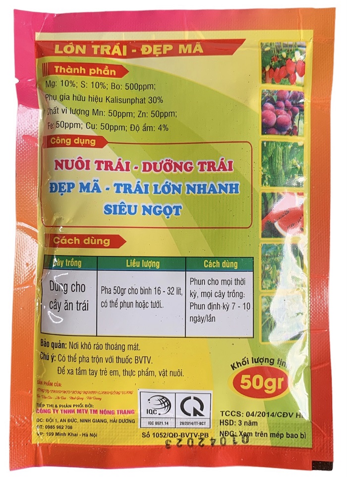 Phân Bón Siêu To Trái Ngọt Quả, Lớn Quả, To Quả, Siêu Ngọt Chắc Quả Ớt, Cà Chua, Dưa Hấu, Cam Bưởi