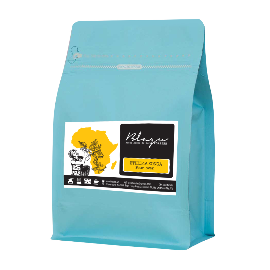 CÀ PHÊ BLAGU HẠT ARABICA ĐÃ RANG, ETHIOPIA N. KONGA, LIGHT- MEDIUM ROAST, 250G