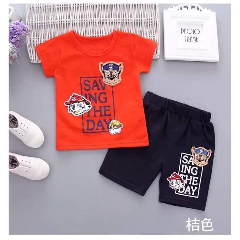 Bộ áo phông chú chó đáng yêu cho bé trai 8-18kg