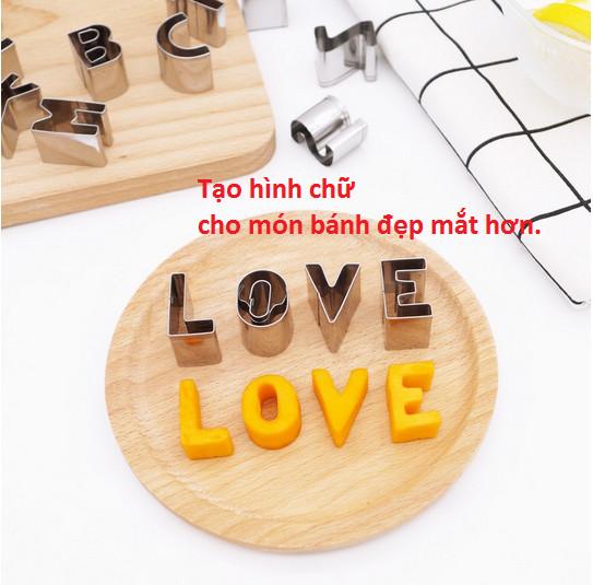 Set 26 Khuôn cắt bánh Cookie hình chữ, khuôn tạo hình bánh Cookie 26 chữ cái kiểu dáng đáng yêu GD230-KhuonBanh-Chu