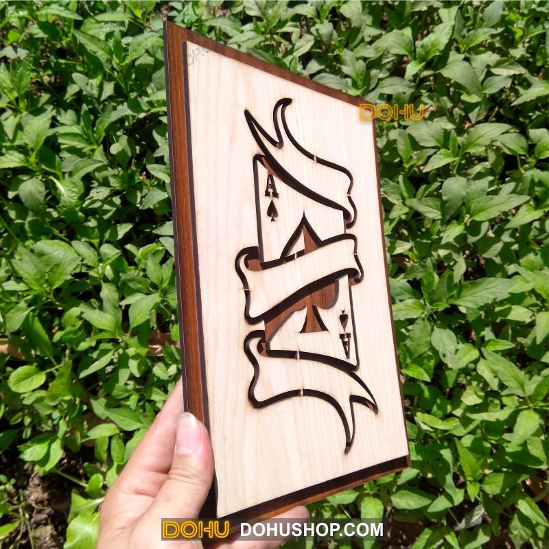 Tranh Treo Tường Bằng Gỗ Handmade DOHU008: Lá Bài Át Cơ - Thiết Kế Đơn Giản, Độc Đáo, Sang Trọng