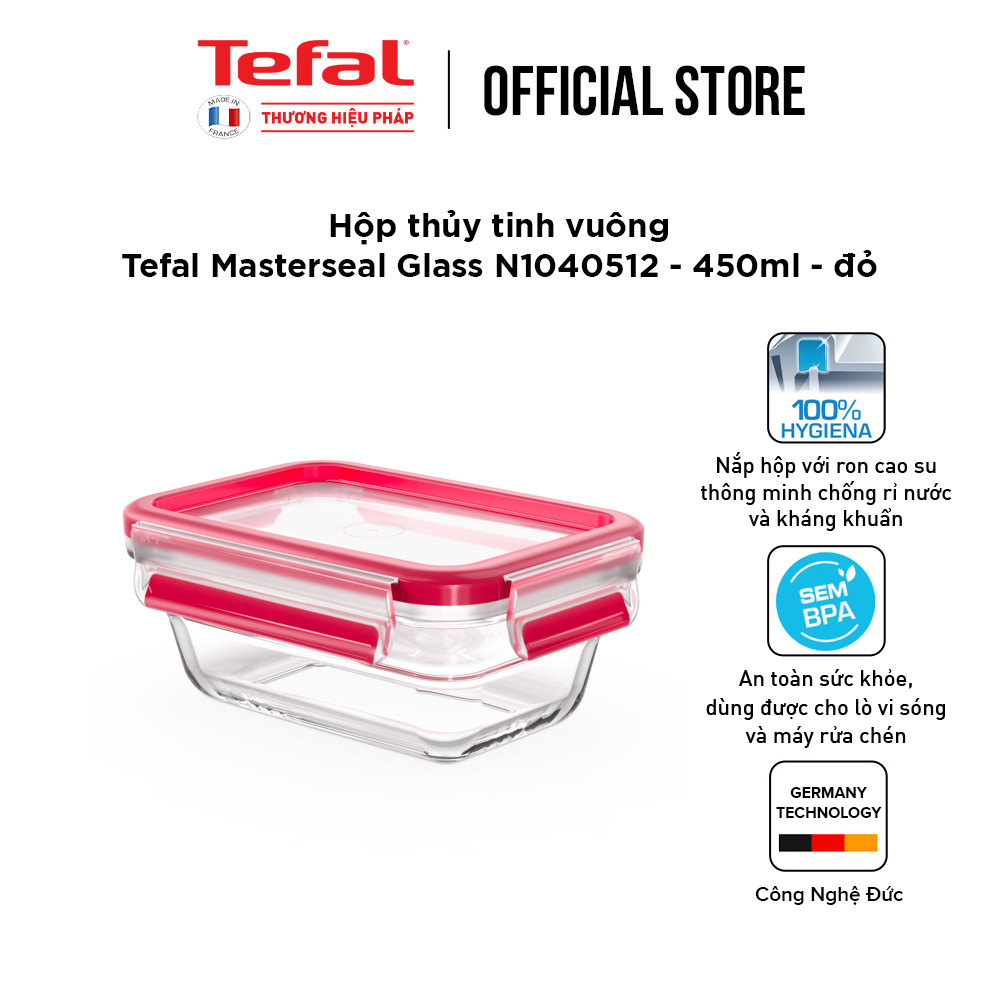 Hộp bảo quản thực phẩm thủy tinh Tefal Masterseal Glass 450ml - Hàng chính hãng