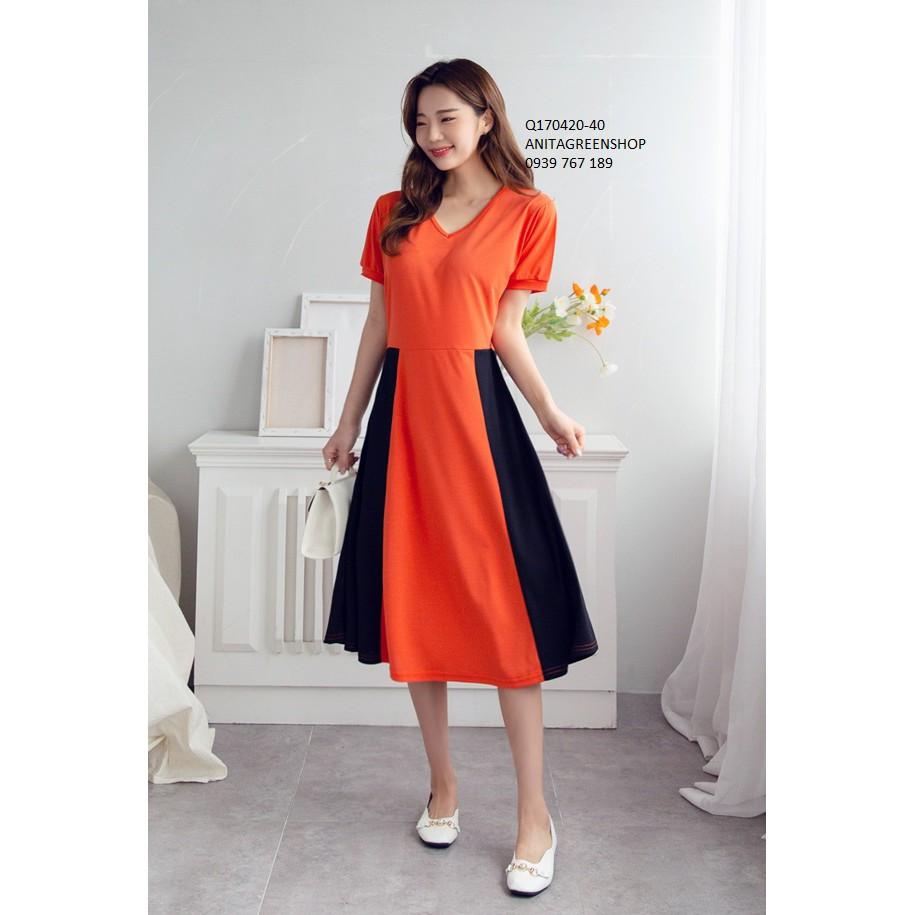 Q170420 ĐẦM THUN XÒE PHỐI MÀU