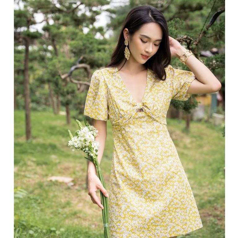 Đầm dáng chữ a thắt ngực tay bồng SYO D3010-21