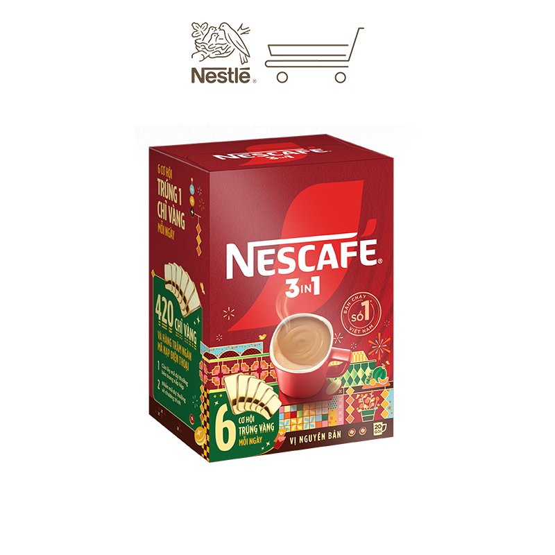 [Tặng Hộp mứt Tết] Combo 4  hộp NESCAFÉ 3in1 VỊ NGUYÊN BẢN ( 16g x 20 gói)