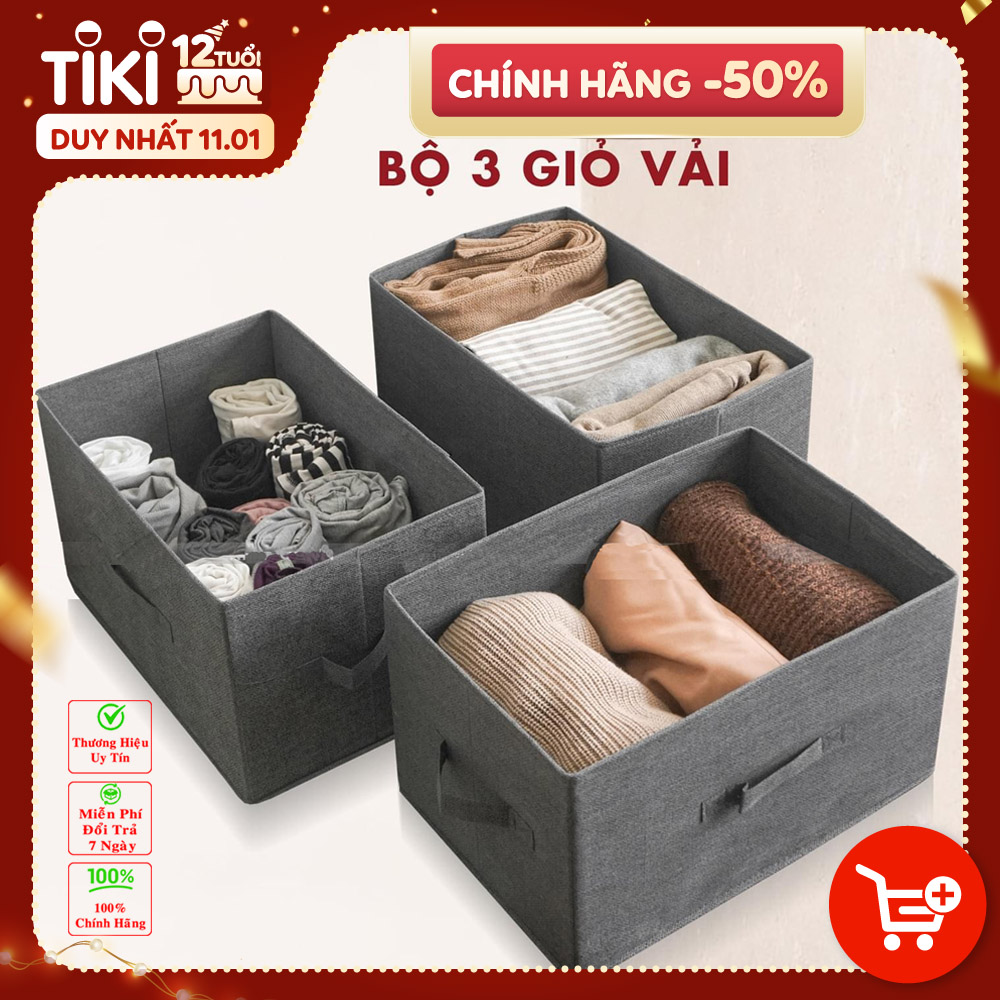 Combo 3 hộp vải đựng đồ đa năng TD2 – Bộ 3 túi vải Thụy Điển không nắp tiết kiệm sang trọng dung tích 24L mỗi hộp - chính hãng