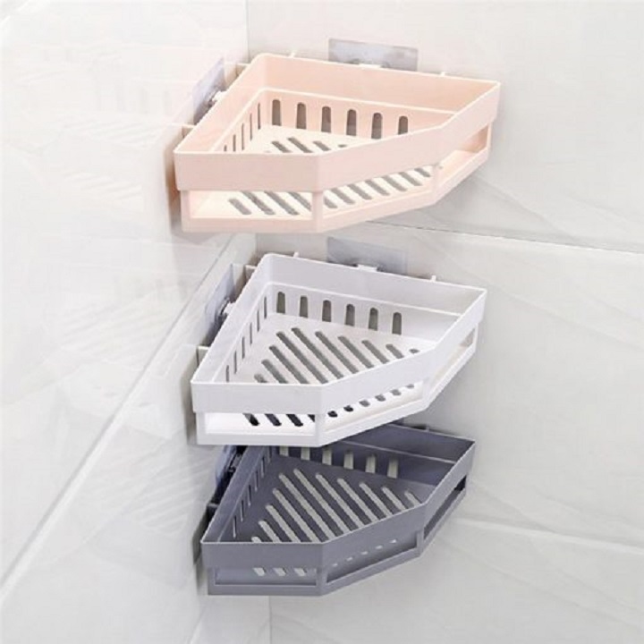 Kệ Góc Tam Giác Nhựa Dán Góc Tường Đa Năng Cho Bếp & Nhà Tắm Tiện Dụng