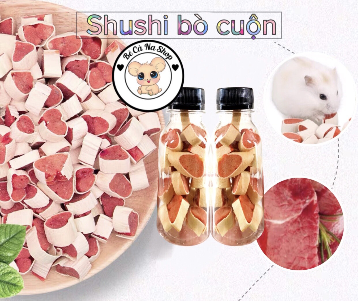Shushi bò cuộn tròn bổ dưỡng .thức ăn cho hamster thỏ bọ sóc chinchilla ..