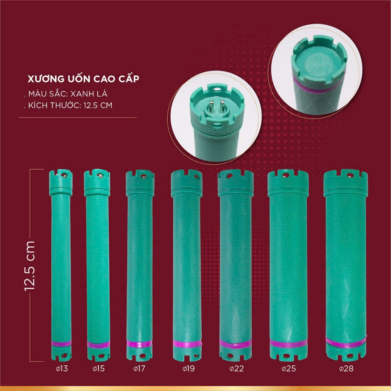 Xương Uốn Nóng Setting, Trục Nóng 24V Loại Dài 12.5cm Nhiều Size