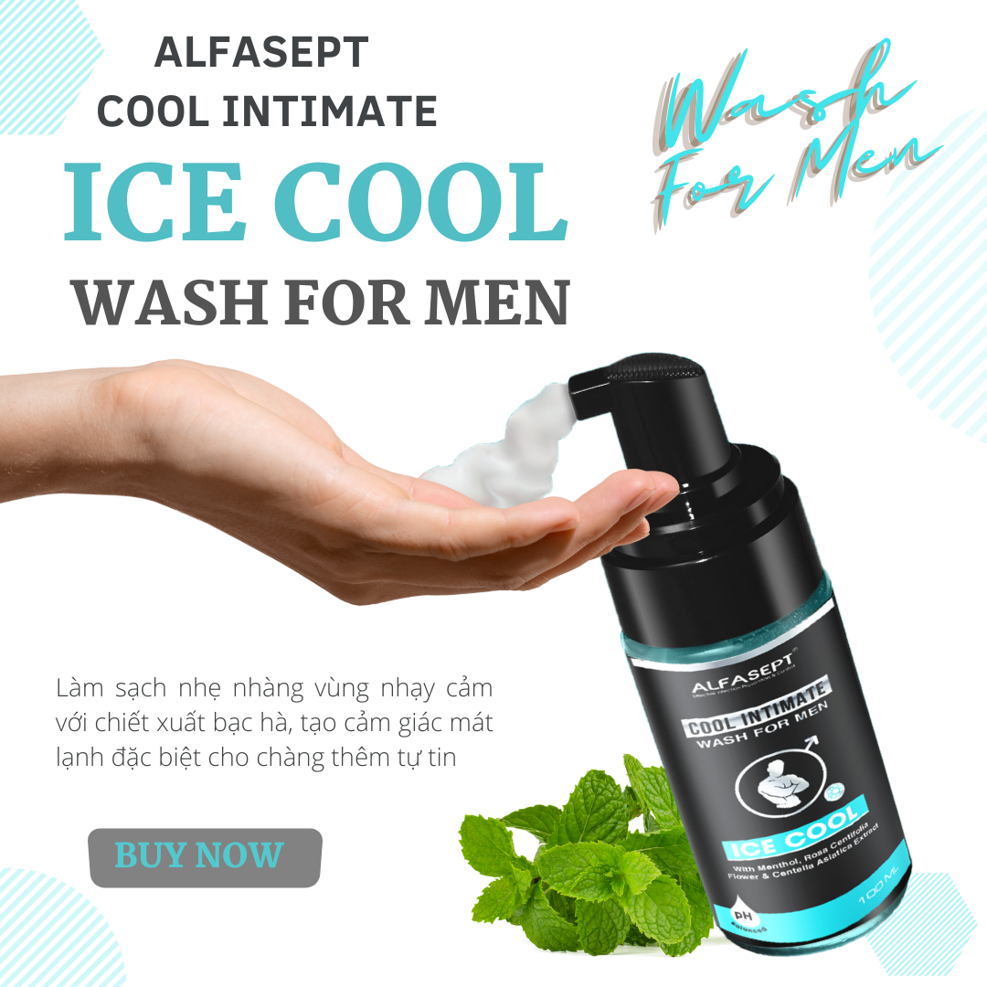 Bọt vệ sinh nam ALFASEPT Intimate Wash For Men ICE COOL- Dung dịch tạo bọt chai 100ml