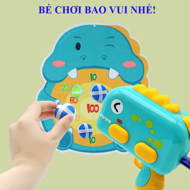 Đồ Chơi Mô Hình Súng Bắn Bóng Khủng Long Kèm Bia Mục Tiêu, Đồ Chơi Bắn Bóng Khủng Long Tặng Kèm 5 Quả Bóng, Hàng Chính Hãng