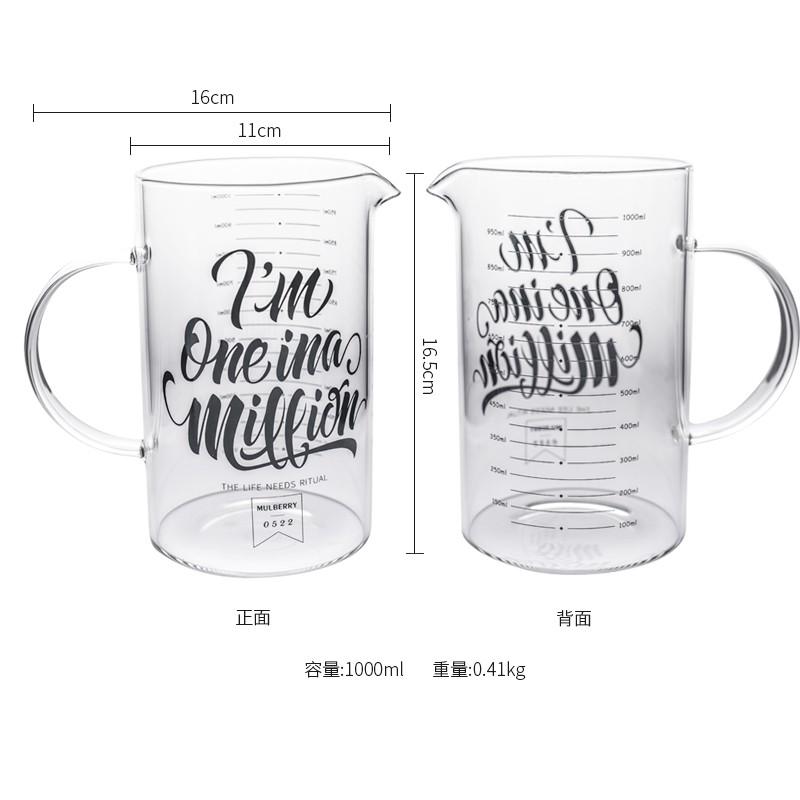 Ly Thủy Tinh Uống Sữa Có Vạch Đo Lường In Chữ Sáng Tạo