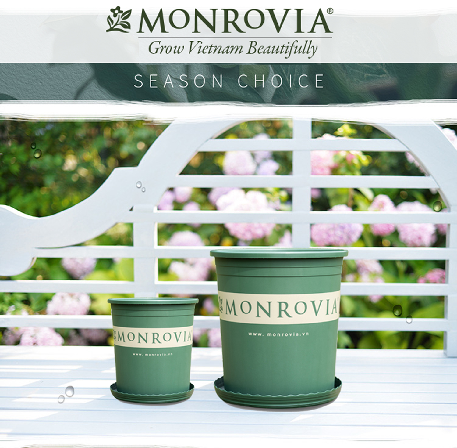 3 Chậu nhựa trồng cây MONROVIA 5 GL, chậu trồng cây, chậu cây cảnh mini, để bàn, treo ban công, treo tường, cao cấp, chính hãng thương hiệu MONROVIA