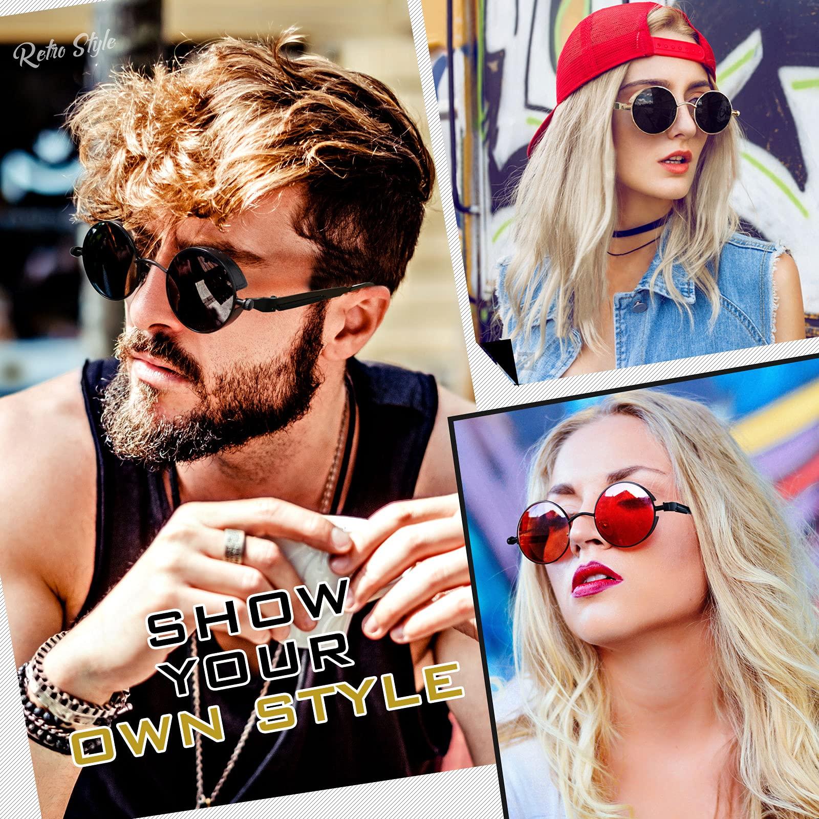 Kính mát gọng kim loại phong cách khoa học viễn tưởng tròn phân cực cho nam và nữ