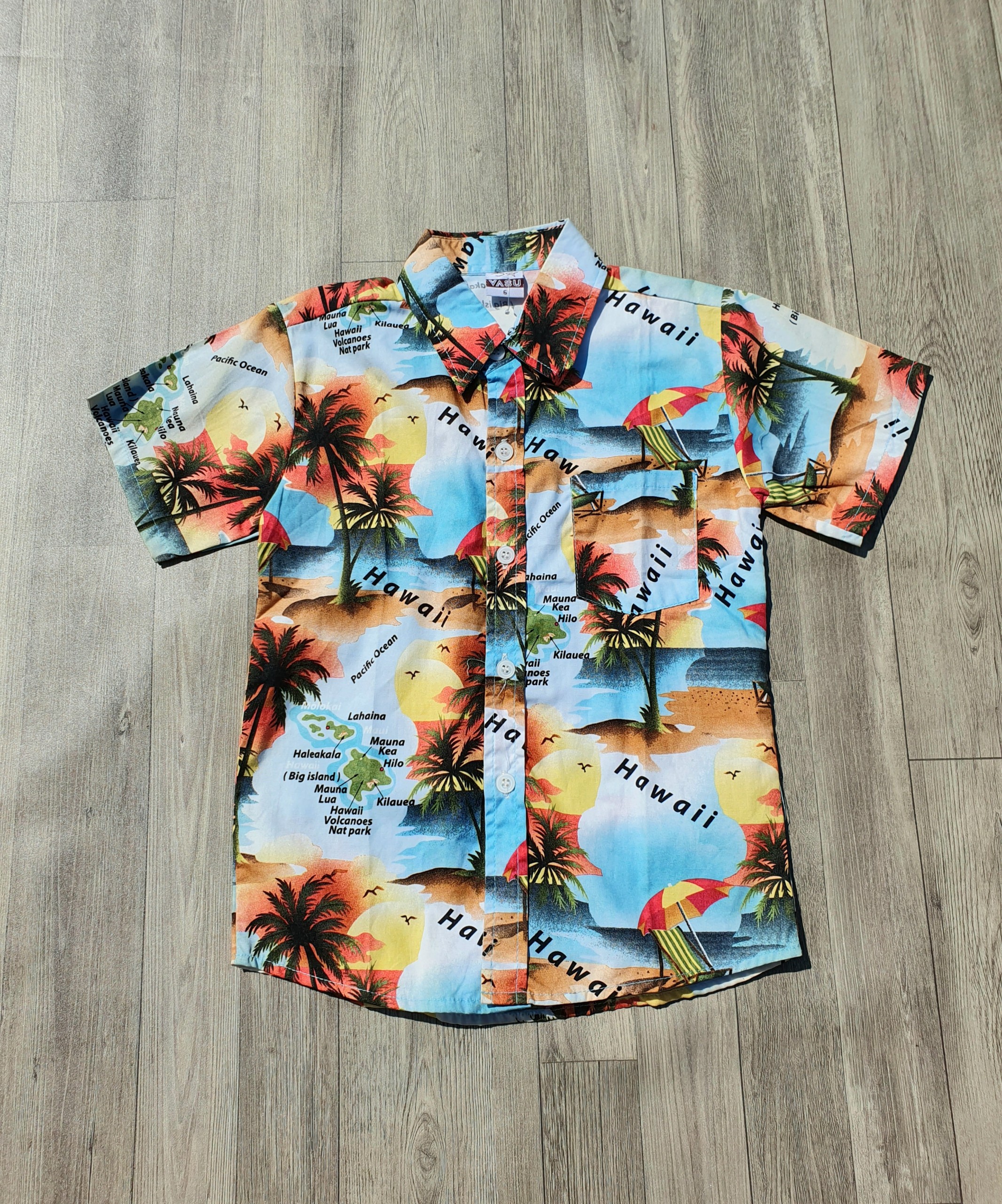 Áo sơ mi cho bé trai phong cách Hawai size 18-28kg chất kate mềm mát