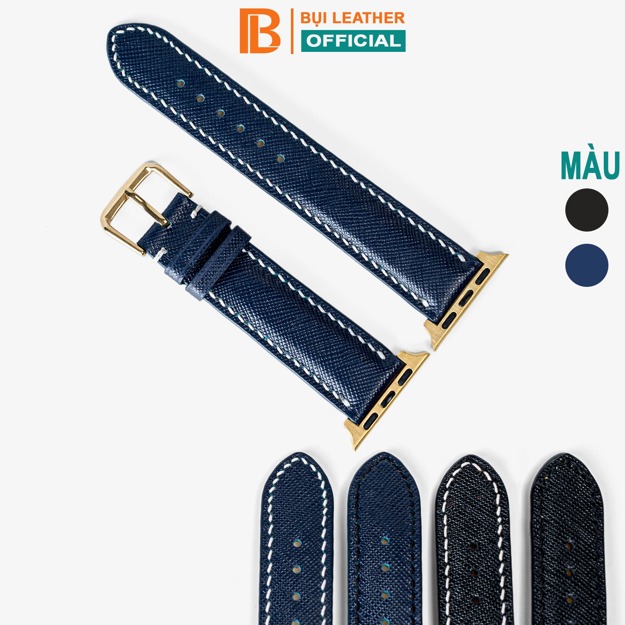 Dây AW da bò Saffiano Bụi Leather D117- Da thật khâu tay thủ công cao cấp - chính hãng