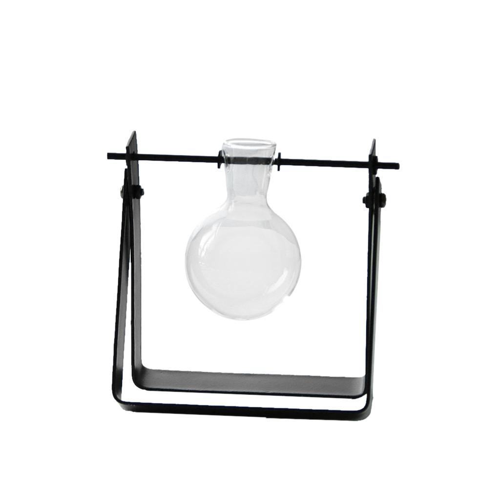 Ball Shape Glass Flower vase Hydroponic Bottle Terrarium With Iron Stand