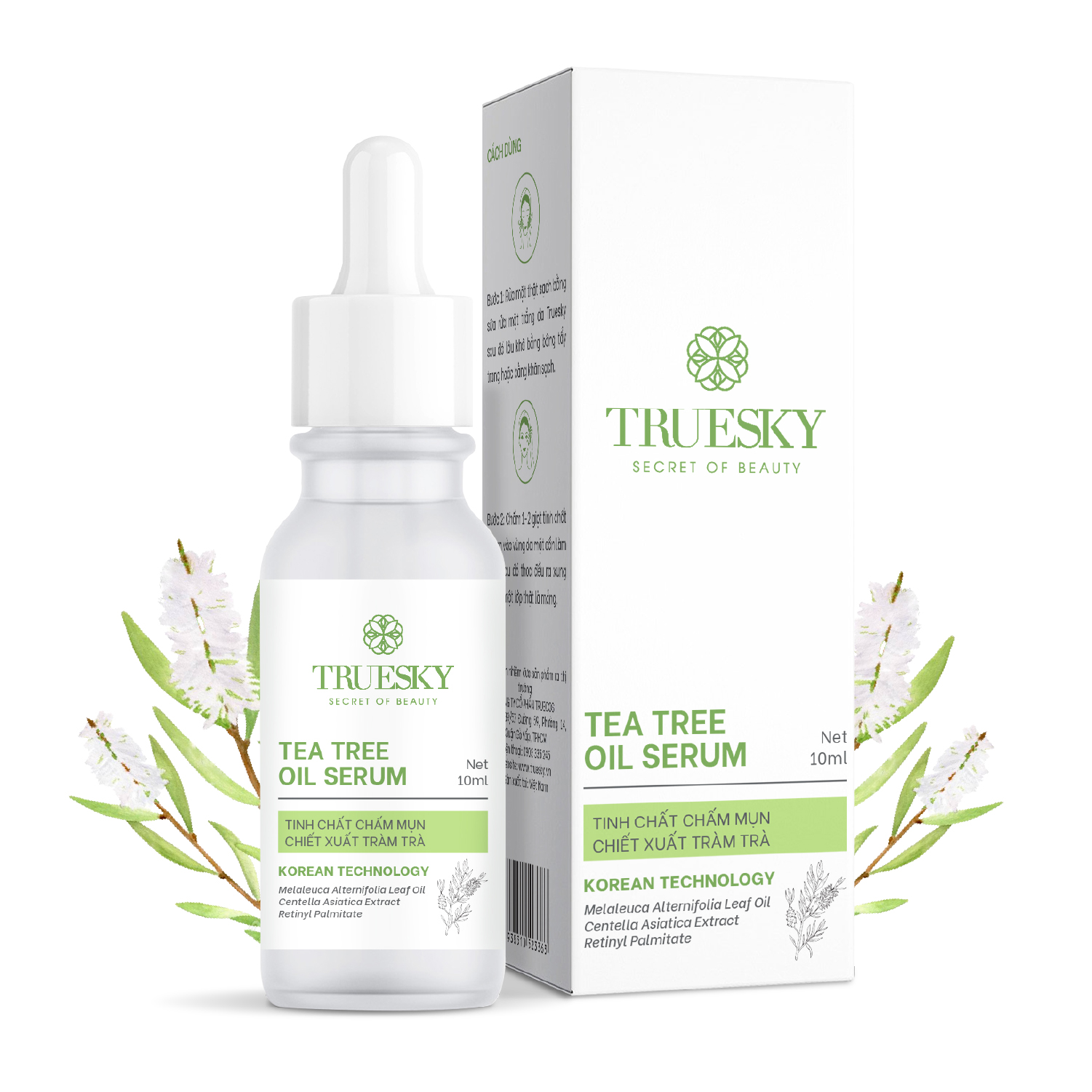 Tinh chất chấm mụn Truesky Tea Tree Oil chiết xuất tràm trà giúp làm dịu da, làm mờ vết thâm và giảm mụn 10ml