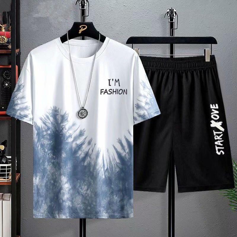 Bộ Quần Áo Thun Nam Nữ Cổ Tròn Unisex Tay Lỡ Họa Tiết Loang Tia In Chữ Im Fashion Thời Trang Zenkonu QA NAM 1000106