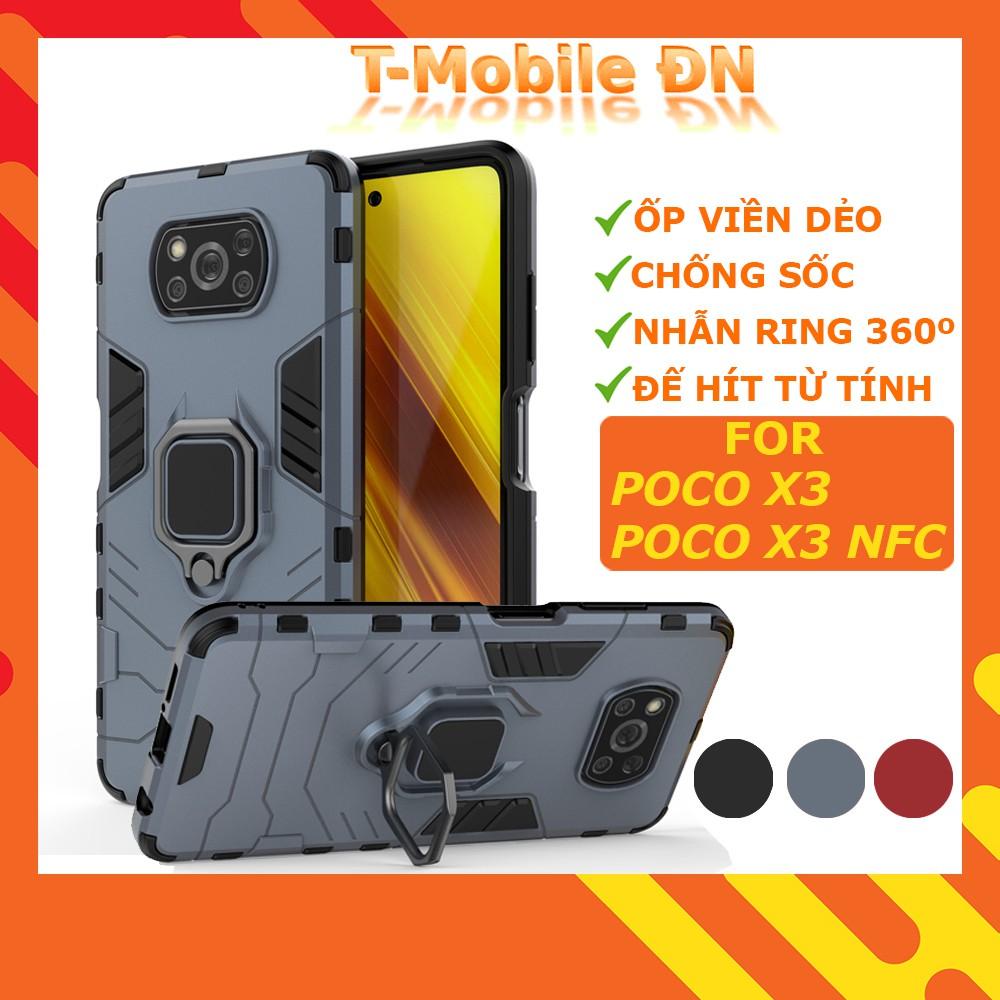 Ốp lưng cho Xiaomi Poco X3 NFC X3 Pro iron man chống sốc kèm nhẫn xoay chống xem video bảo vệ camera