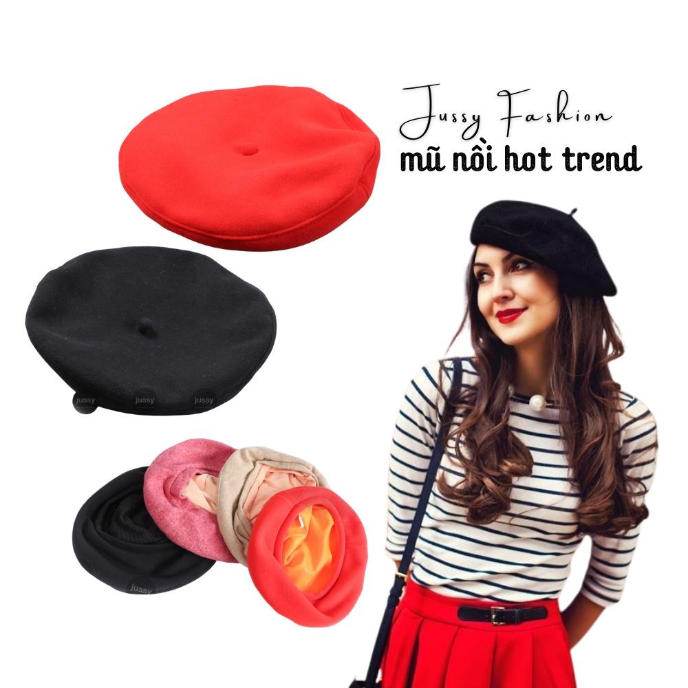 Mũ Nồi Nữ Jussy Fashion Phong Cách Vinatge Nón Beret Nam Nữ Chất Vải Nỉ Mềm Mịn Có Lớp Lót Nhiều Màu Hot Trend