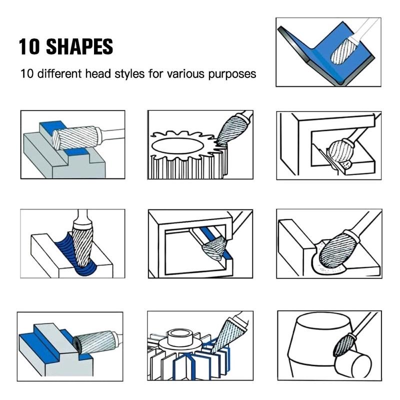 Bộ 10 mũi khoan mài bằng hợp kim Vonfram cao cấp và cực bền