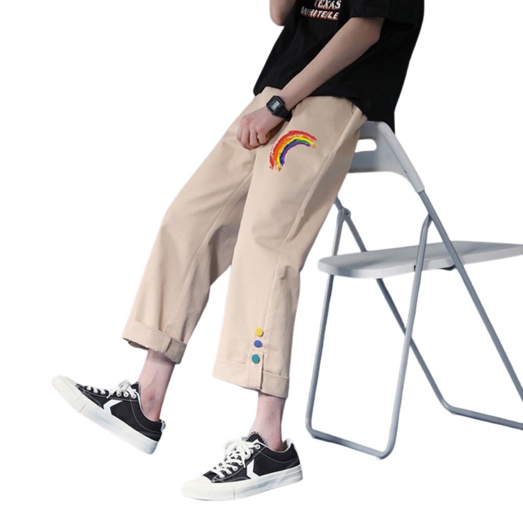 Quần baggy kaki cầu vồng nam nữ - Chất Vải Kaki Kiểu Thể Thao UNISEX hai Màu Đen,kem. 04x