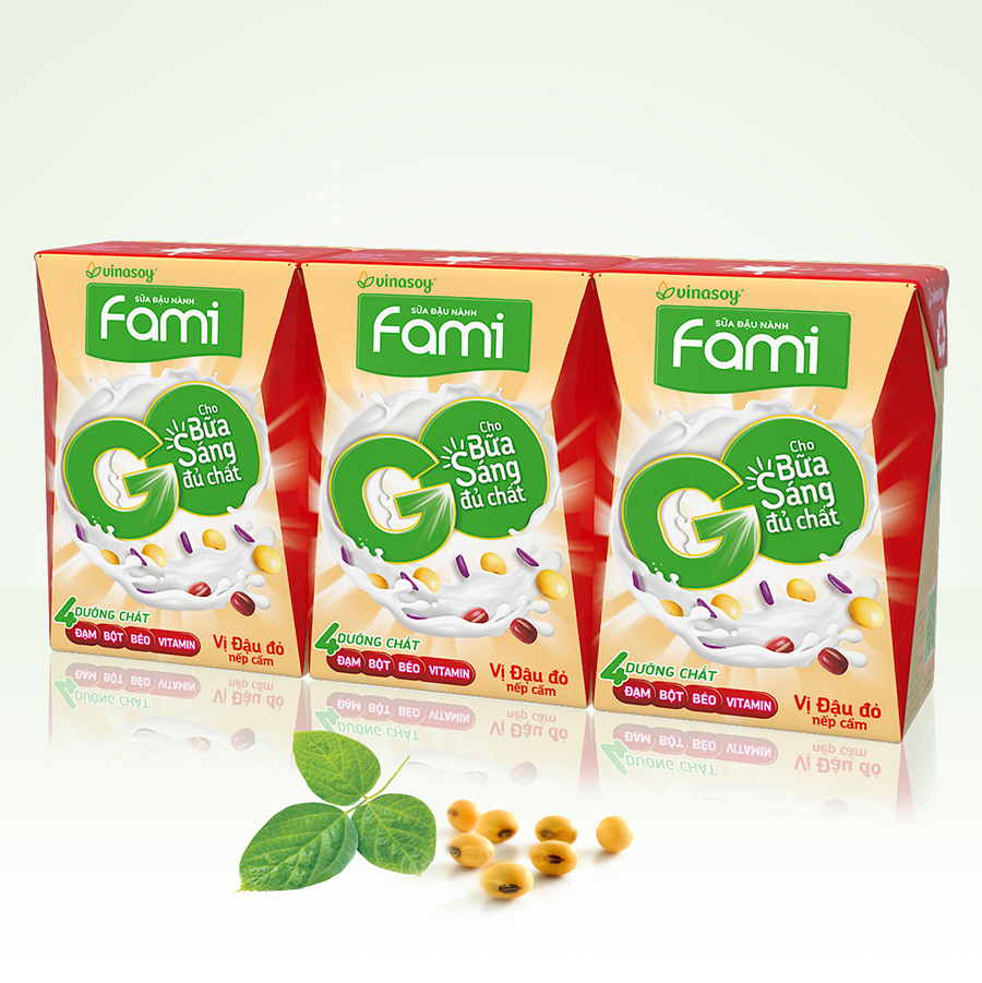 Thùng Sữa Đậu Nành Famigo Đậu Đỏ Nếp Cẩm (200ml x 36 Hộp)