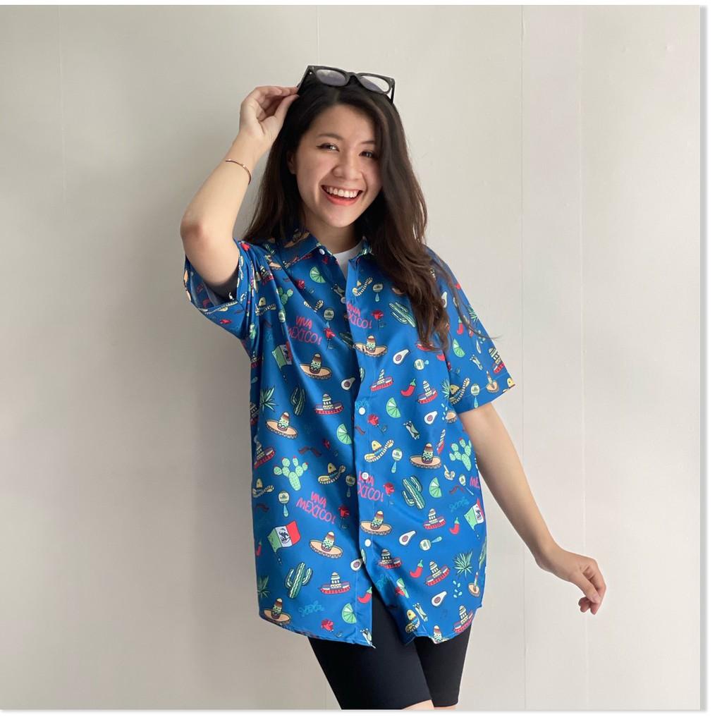 ÁO SƠ MI NỮ FORM RỘNG HOẠ TIẾT HOA LÁ CỰC ĐẸP , TƯƠI TẮN THỜI TRANG MỚI KINGSHOP79